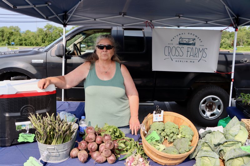 Carol Cross of Cross Farms in Berlin, Md., was a first-time vendor at the market. She had a variety of fresh vegetables and eggs.